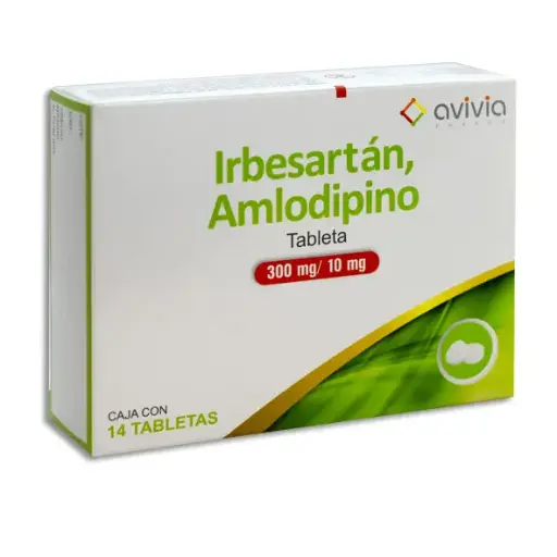 [7503049078267] IRBESARTAN, AMLODIPINO 300MG/10MG AVIVIA Tabletas - c/14