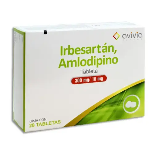 [7503049078274] IRBESARTAN, AMLODIPINO 300MG/10MG AVIVIA Tabletas - c/28