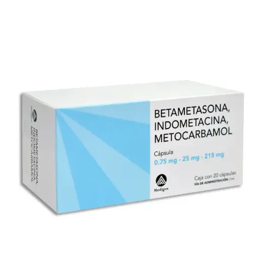 [7502009748677] BETAMETASONA, INDOMETACINA, METOCARBAMOL MAVER Capsulas - c/20